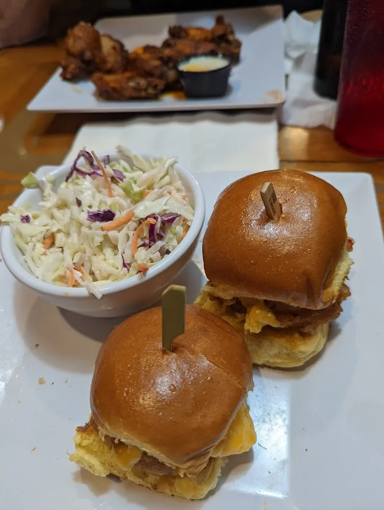 Fried Green Tomato Sliders with Pimento Cheese and a Side of Coleslaw